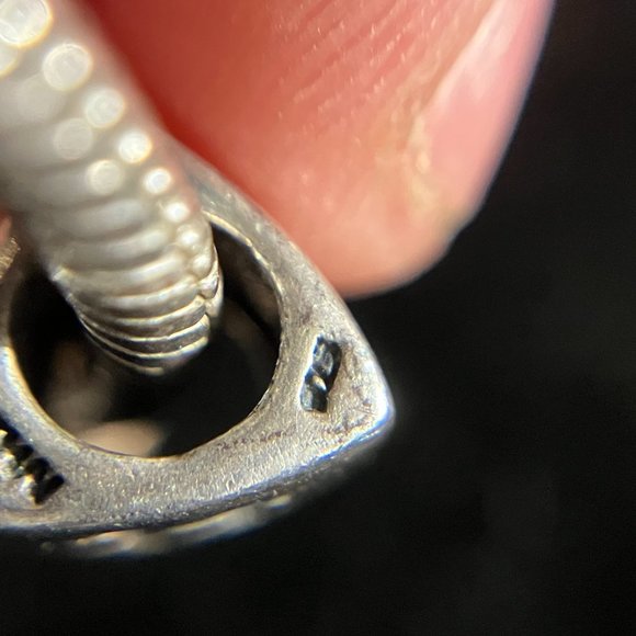 Pandora Bracelet with Sterling Charms Nana, Rhinestones, Hearts, Retired Beads - Picture 6 of 14